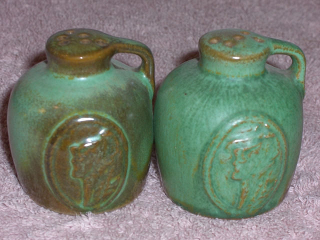 Frankoma Old Man shakers glazed prairie green